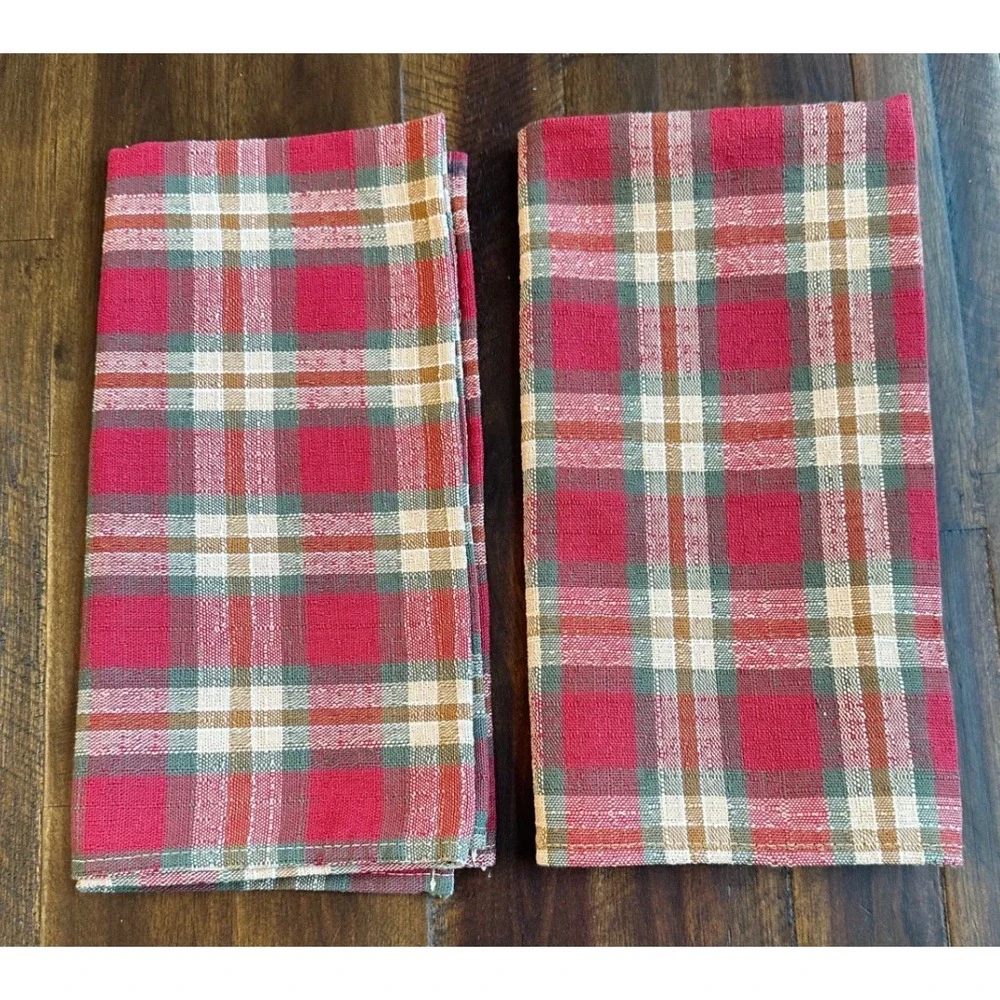 Longaberger Orchard Park Plaid Napkins Set of 2 Rustic Farmhouse Holiday theme